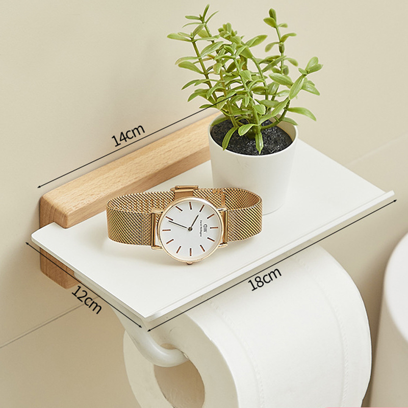 HeMu Solid Wood Tissue Holder Without Punching, Toilet Paper Box, Toilet Phone Storage Rack, Walnut Roll Paper Holder Simple: Orange