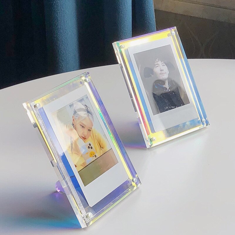 3in Mini Card Collection Photo Protection Holder HD Acrylic Desktop Display Frame Magnetic Album Postcard Souvenir Display Stand