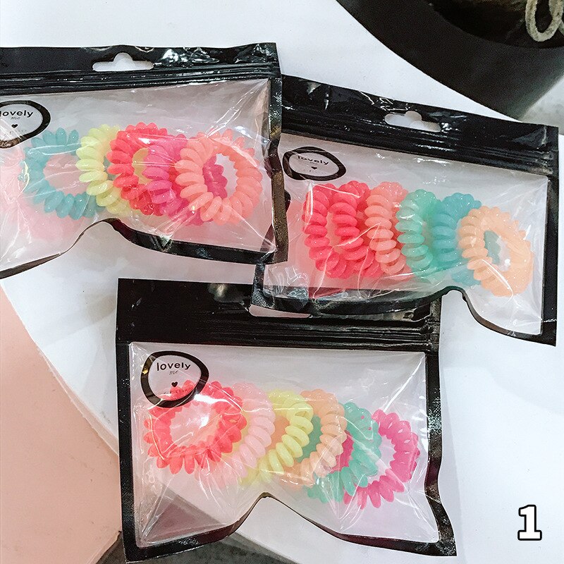 Hoge Elasticiteit Telefoon Spoel Haarbanden Vrouwen Spiraal Haar Banden Meisjes Haar Ringen Touw Effen Kleur Haar Accessoires Gom Scrunchy