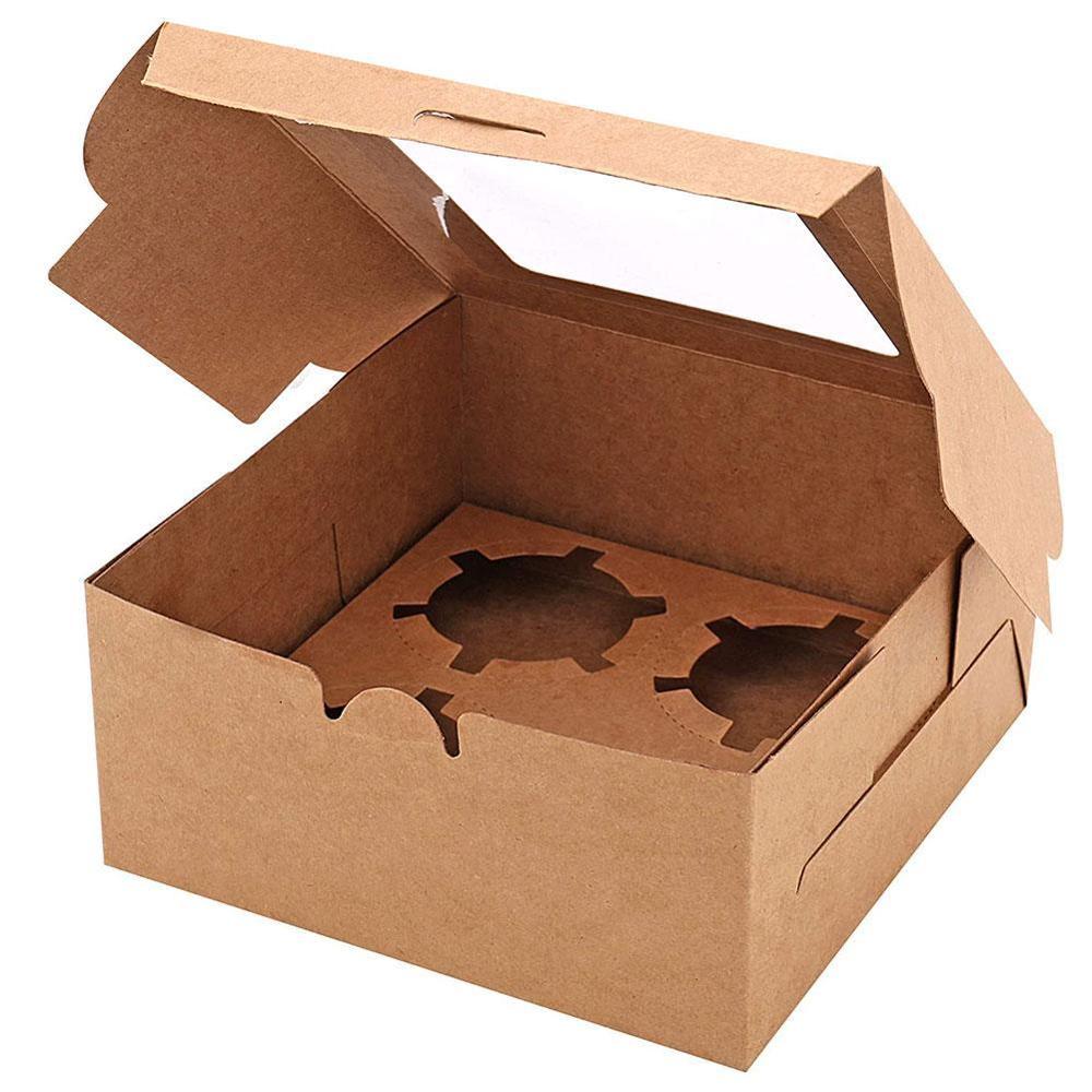2/4/6 löcher Cupcake Verpackung Kasten Muffin Kasten Keks Gebäck Kasten Kraft Papier Kasten Kuchen Schokolade Verpackung Backen Werkzeuge
