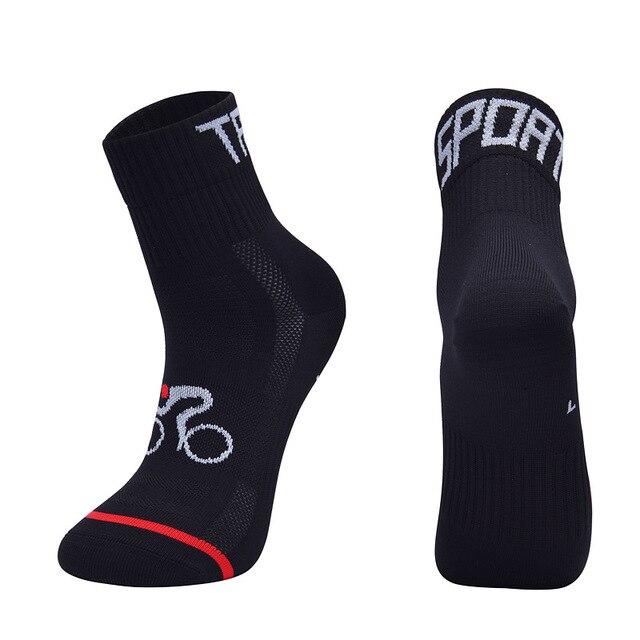 Unisex utendørs sykkelsokker menn sport sykkelsokker damer pustende mtb sokker: Svart / L (størrelse 39-42)