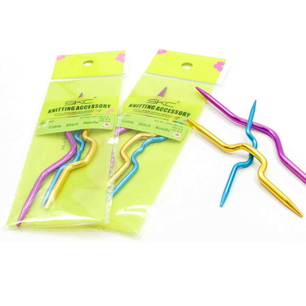 3 tamaños de agujas de gancho de ganchillo de soporte de puntada de Cable de aluminio para tejer DIY