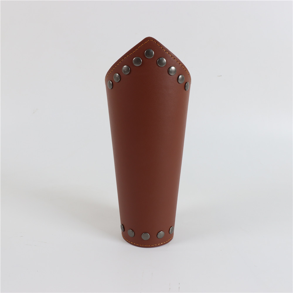 Men Medieval Cosplay PU Leather Armor Arm Warmers Lace-Up Viking Pirate Knight Gauntlet Wristband Bracer Steam Punk Accessories: Brown
