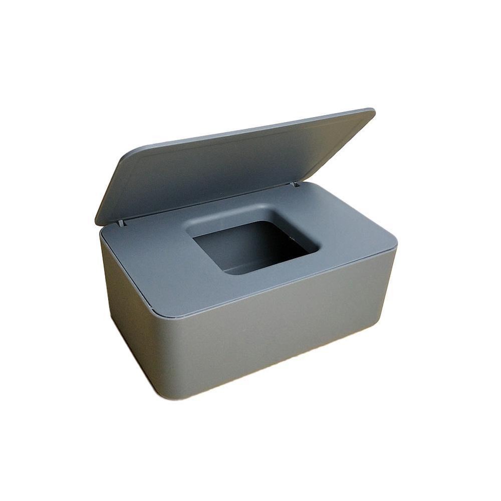 Boîte à mouchoirs humides avec couvercle, boîte à mouchoirs humides avec tiroir, boîte scellée, boîte de rangement de bureau étanche à la poussière E3Z3: gray