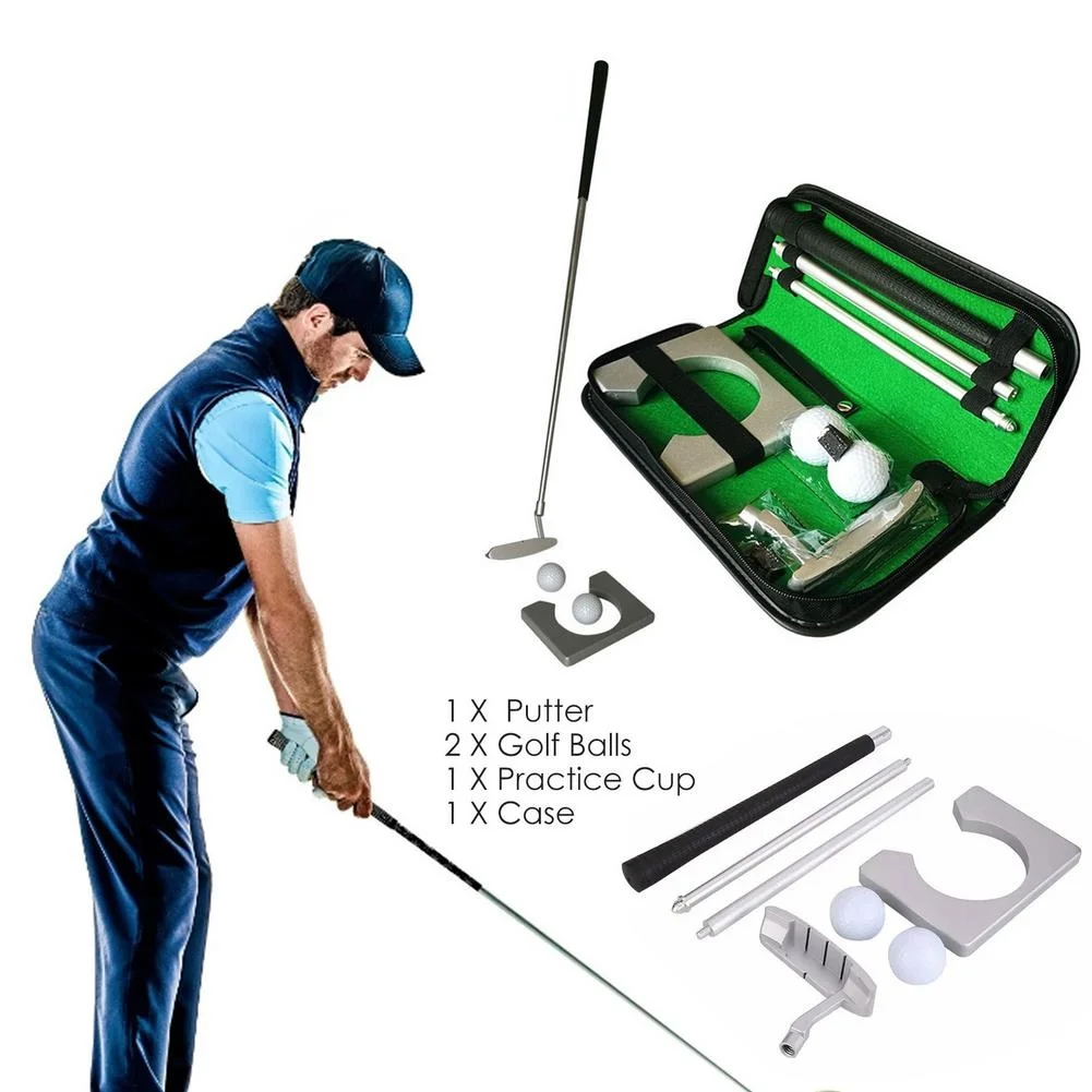 Golf putter set bärbar minigolf utrustning träningssats med avtagbar putter boll för inomhus/utomhus golf tränare kit