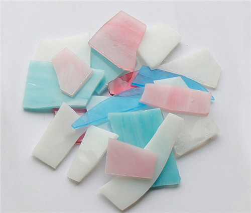 Azulejos de mosaico de vidrio de Mica Irregular para iglesia, piezas de vidrio roto transparente para manualidades, materiales de mosaico decorativos de pared DIY de 500g: F