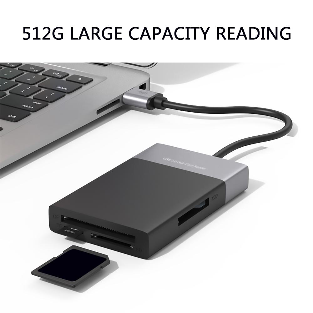 6 in 1 for XQD/CF/Secure Digital Card/TF/USB 3.0 card reader Multi Memory Card Reader USB 3.0 2 Port HUB Adapter for Sony XQD