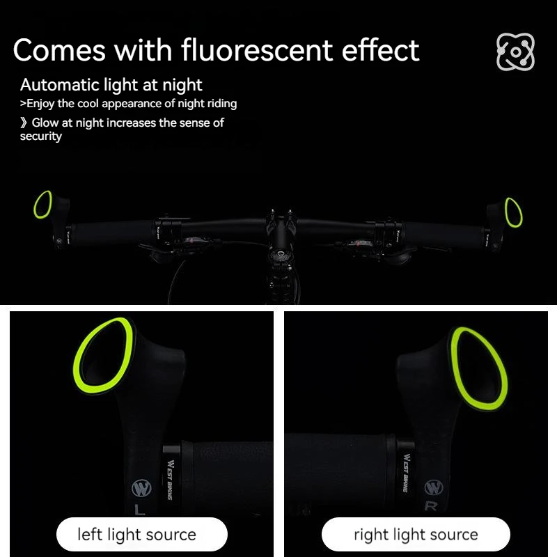 Fietsstuur Vice Handvat Mountainbike Koe Hoorn Handvat Lichtgevend Nylon MTB Racefiets Grip Vice Handvat Fietsaccessoires