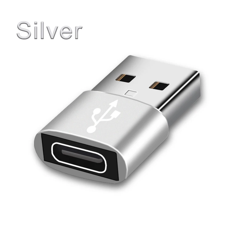 Adaptador usb c 2.0 tipo c para usb, conversor macho para fêmea, usb tipo-c para pc, laptops, acessórios para celular: Prateado
