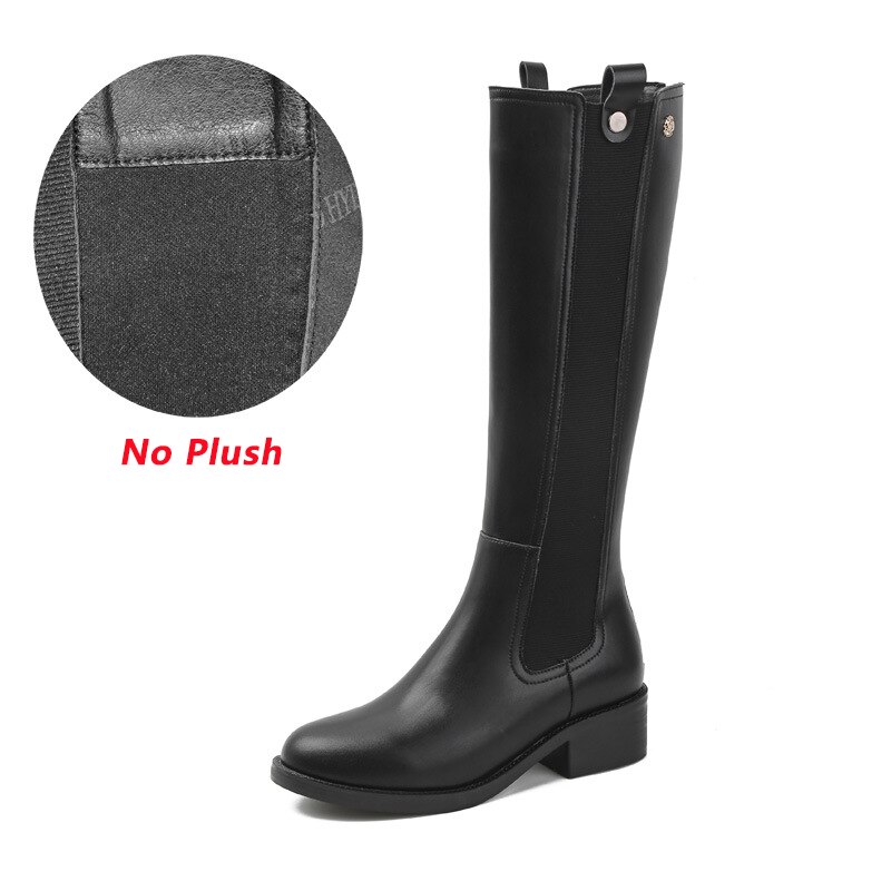 Grote maat 44 overknee laarzen dames overknee laarzen dames zwarte slanke warme schoenen hakken dames pu leren schoenen: Zwart niet doorspoelen / 36