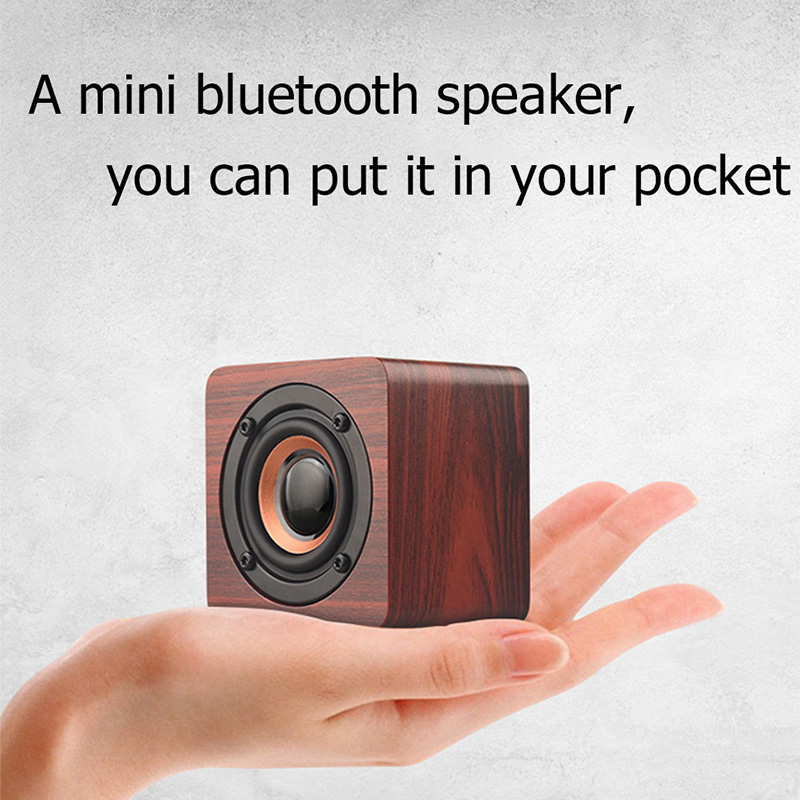 Houten Draadloze Bluetooth Speaker Hifi Vierkante Mini Retro Draagbare Subwoofer Mobiele Telefoon Kleine Stereo Leven