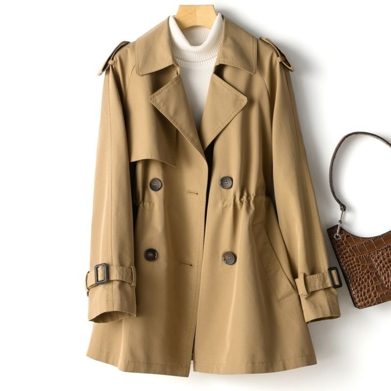 Women Trench Coat Autumn Korean Double-breasted All-Match Casual Loose Female Windbreaker Outerwear Overcoat Ladies: XXXL / black