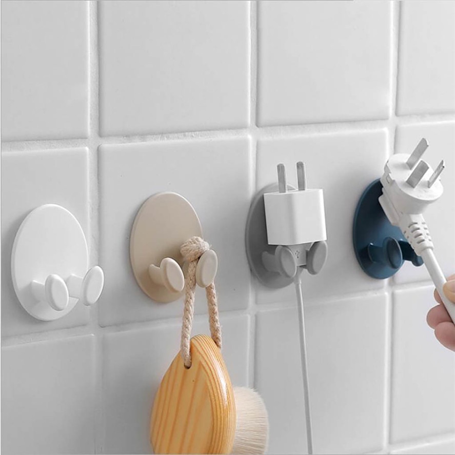 Wall Adhesive Plug Hook 4PCS Hook Socket Holder Power Cord Storage Rack Multi-function Plug Hooks 0516#30