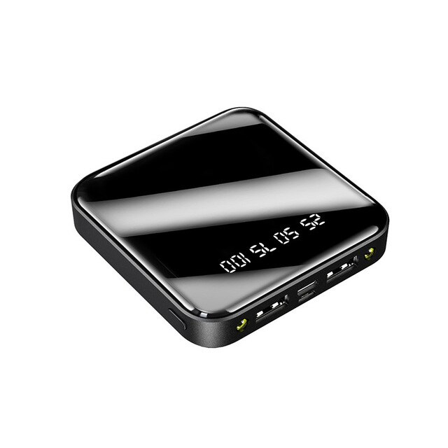 Mini 20000mAh Power Bank caricabatterie esterno Powerbank di grande capacità PowerBank digitale Dual USB Charge LED Light Poverbank: Black