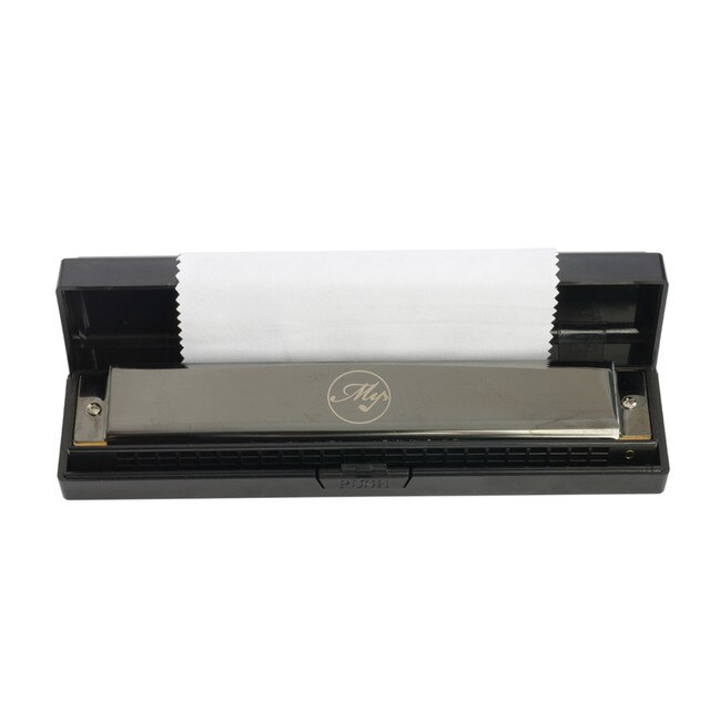 Polyphonic Harmonica Tremolo C Key 24 Holes Tremolo Harmonica Mouth Organ American Tone High-end Reeds Copper: Black