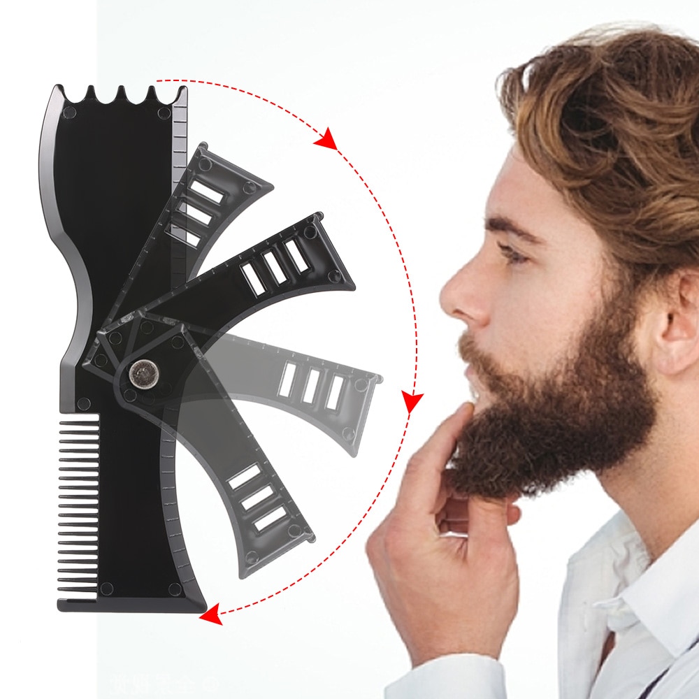 Skægformer 360 ° roterende skægformning og stylingskabelon kam til mænd barberingstilbehør til formning af kindlinje skægstylingværktøj