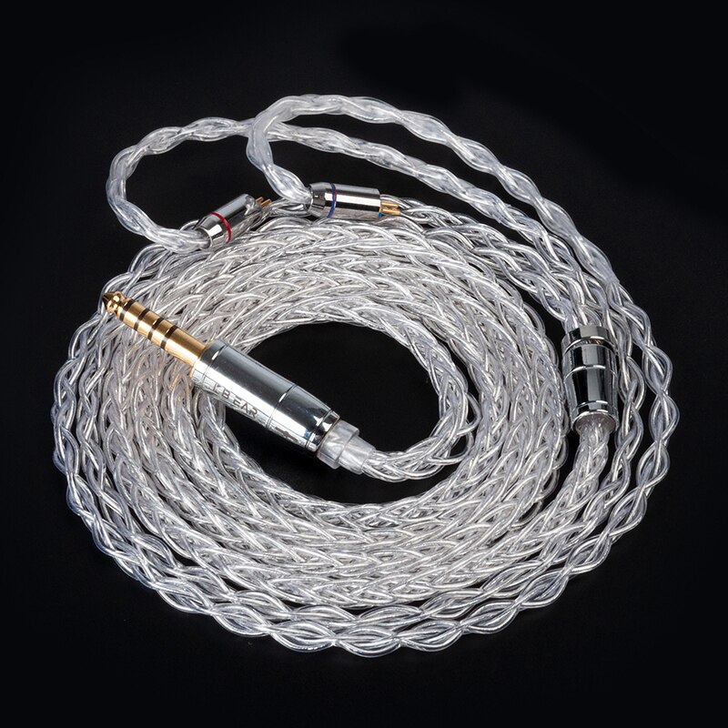 AK KBEAR-Limpid Pro 4N 8 Cores Upgrade Pure Silver Flagship Cable 2 Pin/ MMCX/ TFZ/ QDC In-ear Earphones Cable for KZ ASX BL01: 2PIN 4.4