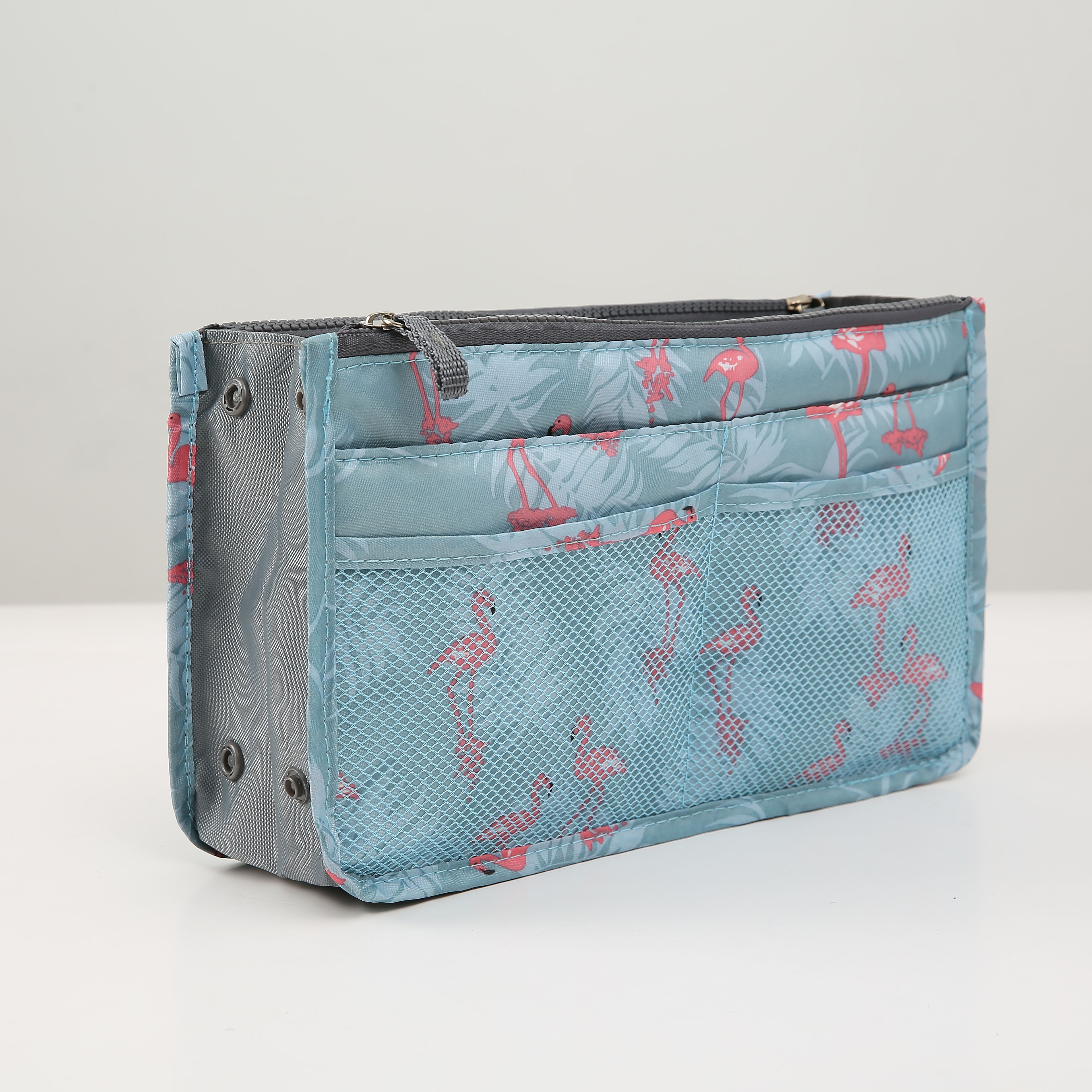 Estuche para maquillaje de viaje para mujer, bolsa organizadora de inserción, bolso de nilón forro grande, bolso de cosméticos para mujer