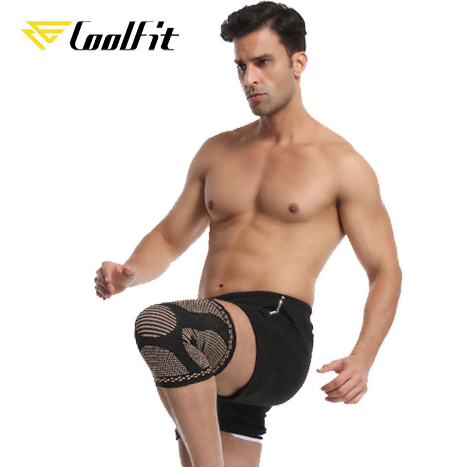 CoolFit-rodilleras elásticas de cobre antideslizantes, rodillera deportiva para Fitness, equipo de Fitness, rótula para correr, soporte de baloncesto, 1 ud.