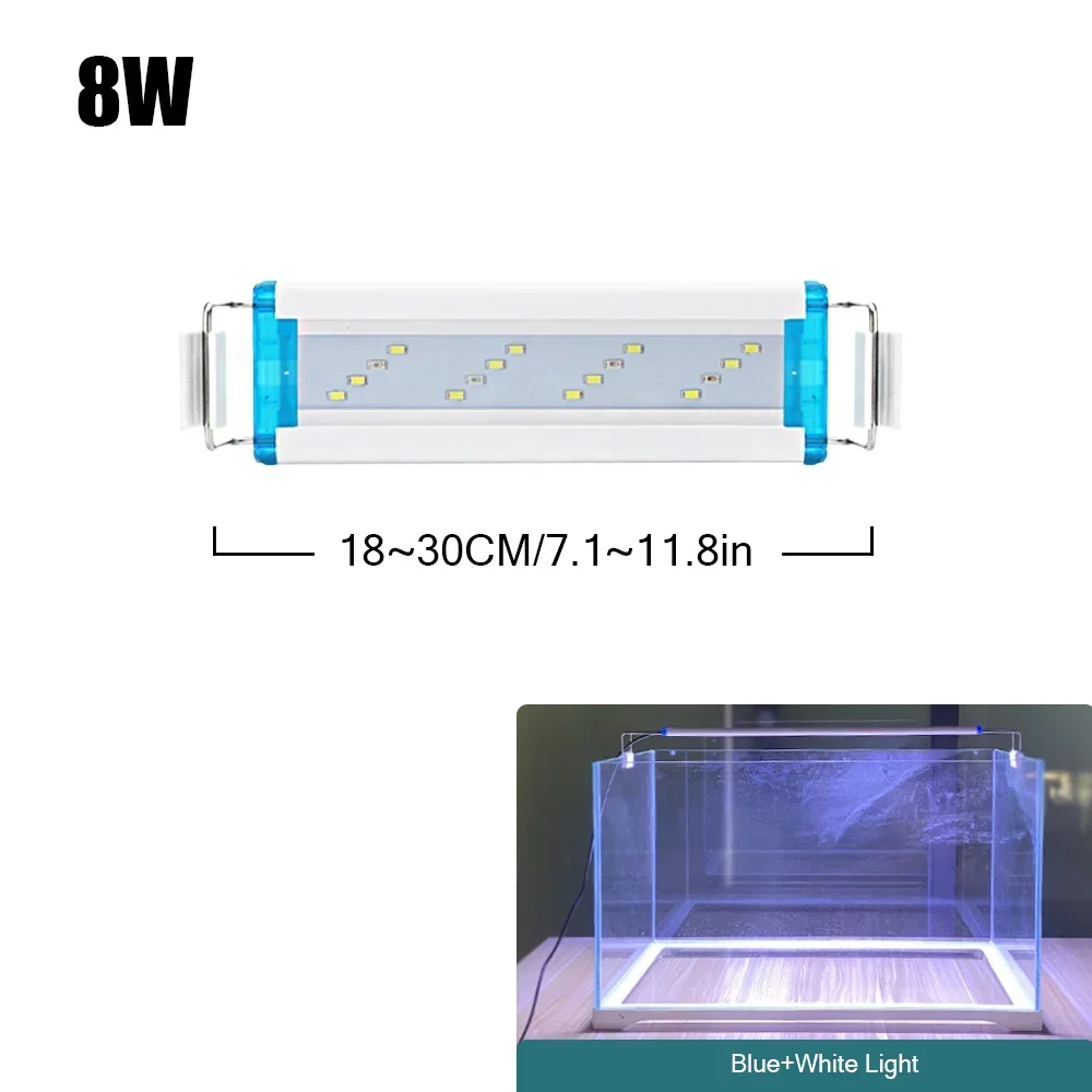 18–75 cm superschlanke LEDs, Aquariumbeleuchtung, Wasserpflanzenlicht, erweiterbar, wasserdicht, Clip-on-Lampe für Aquarium, 90–260 V: Lila / UK Stecker
