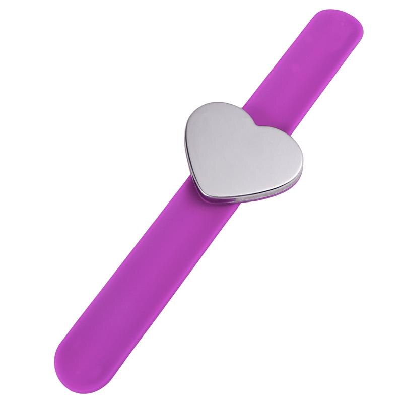 1pc Durable Magnetic Slap Bracelet Heart Shape Silicone Hand Band Wrist Strap Hand Decor for Kids: Purple