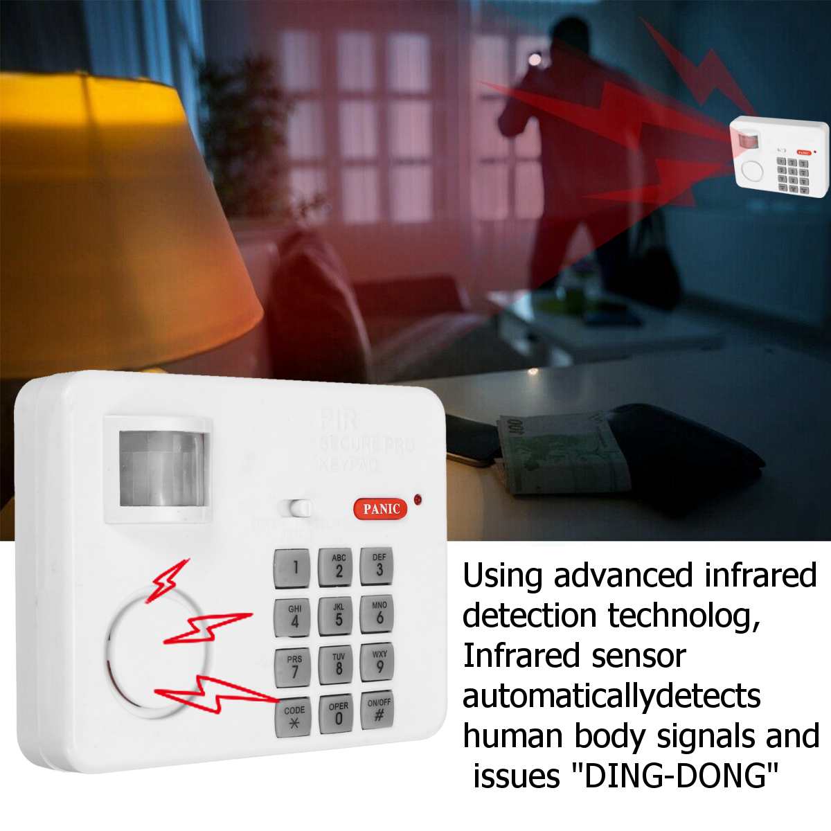 Wireless PIR Motion Sensor Alarm Password Keypad Anti Burglar Home Security Keypad Remote Infrared Detectors
