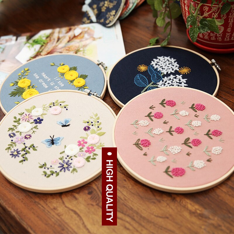 Kit de démarrage de broderie 3D avec motifs de fleurs et de plantes, pour bricolage, outils et fils de couleur, fournitures artisanales faites à la main