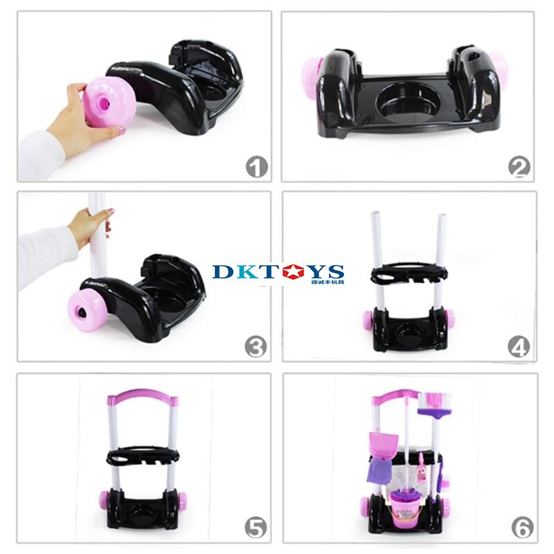 Juego de carrito de limpieza para casa para niños, juguete para juego de imitación, carrito de limpieza para el hogar, suministros de limpieza para niños, juguete