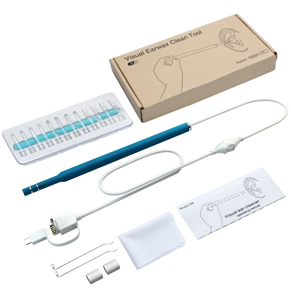 Endoscope Camera Ear Cleaning Tool Ear Wax Remover Kit Care Ear Cleaner Device Ear Cleaning Personal Health Care: Pure Blue