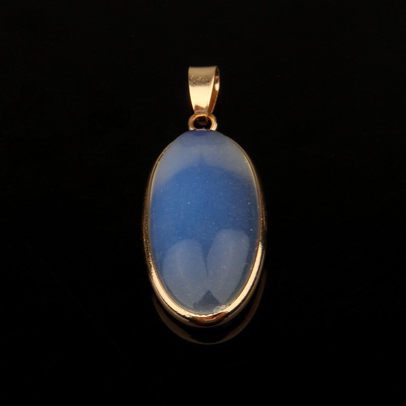 Colgante de piedra Natural con forma ovalada para mujer, colgante de lapislázuli ágata, fabricación de joyas, collar, para mujer, 4x1,6x0,6 cm: Opal