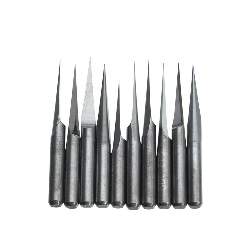 10Pcs 10-Degree 0.1mm Carbide Engraving Bits For CNC & PCB Boards