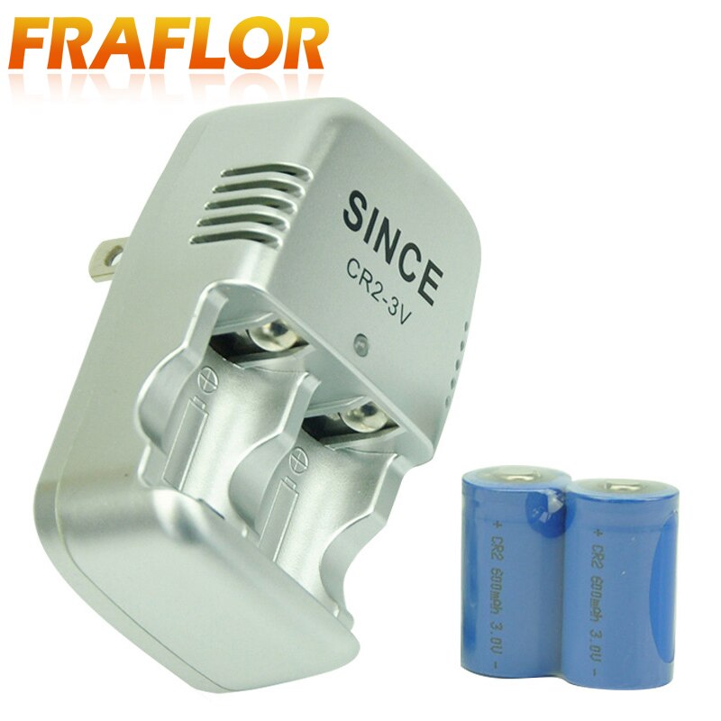 3V CR2 Battery 2 Pcs 3V Li-ion Rechargeable Battery + 1 Pcs CR2 Battery Charger For Rangefinder Mini Telescope Camera Batteries