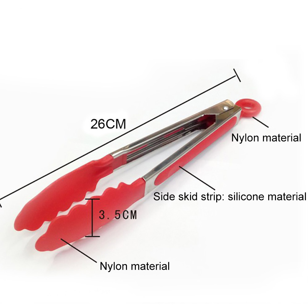 1PC Silicone Cooking Food Serving BBQ Stainless Tongs Steel Handle Utensil Clamp BBQ Salad Tools Kitchen Accessories