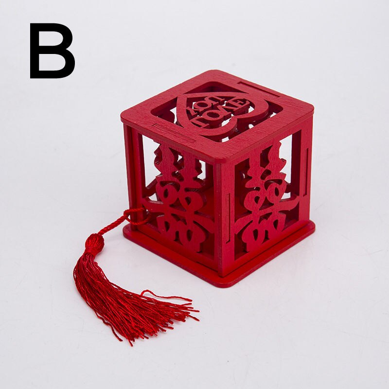 Nueva caja de de caramelo de madera roja doble felicidad China cajas de de boda decoración de: B