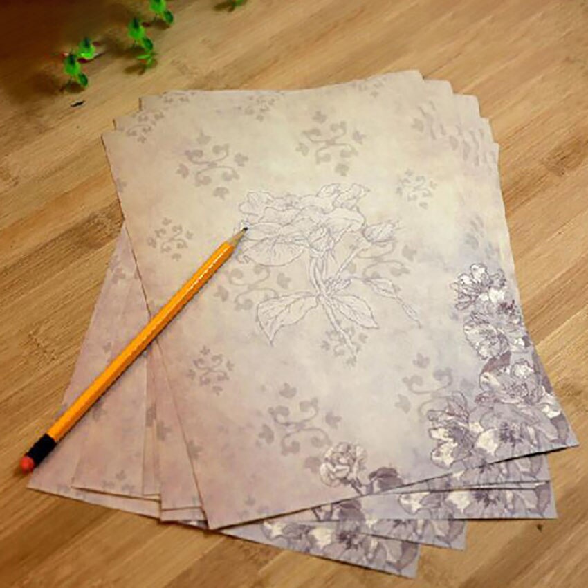 10 feuilles/ensemble Vintage Message écriture lettre papier fleur motif lettre Pad étudiant papier lettre pour bureau école: Jasmine