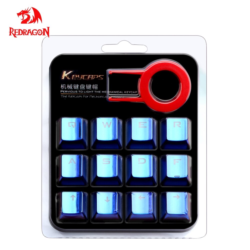 Redragon 12 Key Double Shot Injection Backlit Electroplated mechanical keyboard keycaps For Cherry MX style Including key-puller