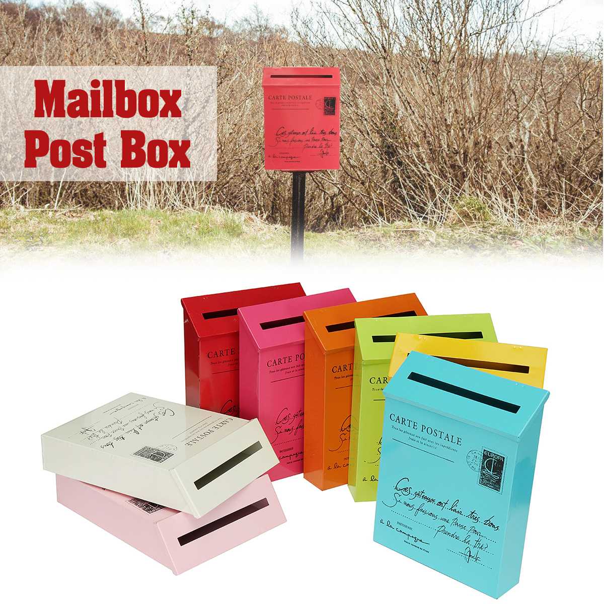 Retro American Pastoral Wall Mounted Mailbox Bucket Newspaper Boxes Mail Box Metal Letter Post Mailbox Garden Decoration