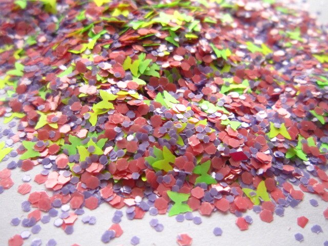 G450 Matte Neon Mixed Colors Solvent Resistant Glitter Hexagon Butterfly Spangles Shapes for Nail Polish&Gel Acrylic Nail