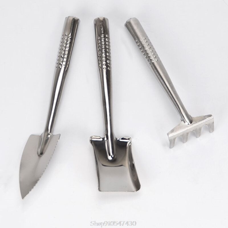 3pcs/set Stainless Steel Gardening Kit Shovel Spade Rake Mini Garden Tool for Digging Planting O29 20