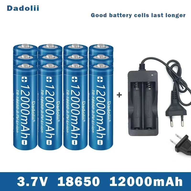 18650 Battery Rechargeable Battery 3.7V 18650 12000mAh Capacity Li-ion Rechargeable Battery For Flashlight Torch Battery+Charger