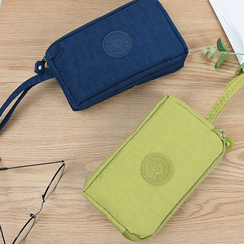 Cartera de lona para mujer, Bolsa porta tarjetas bolso largo, bolso de noche de , bolso de maquillaje