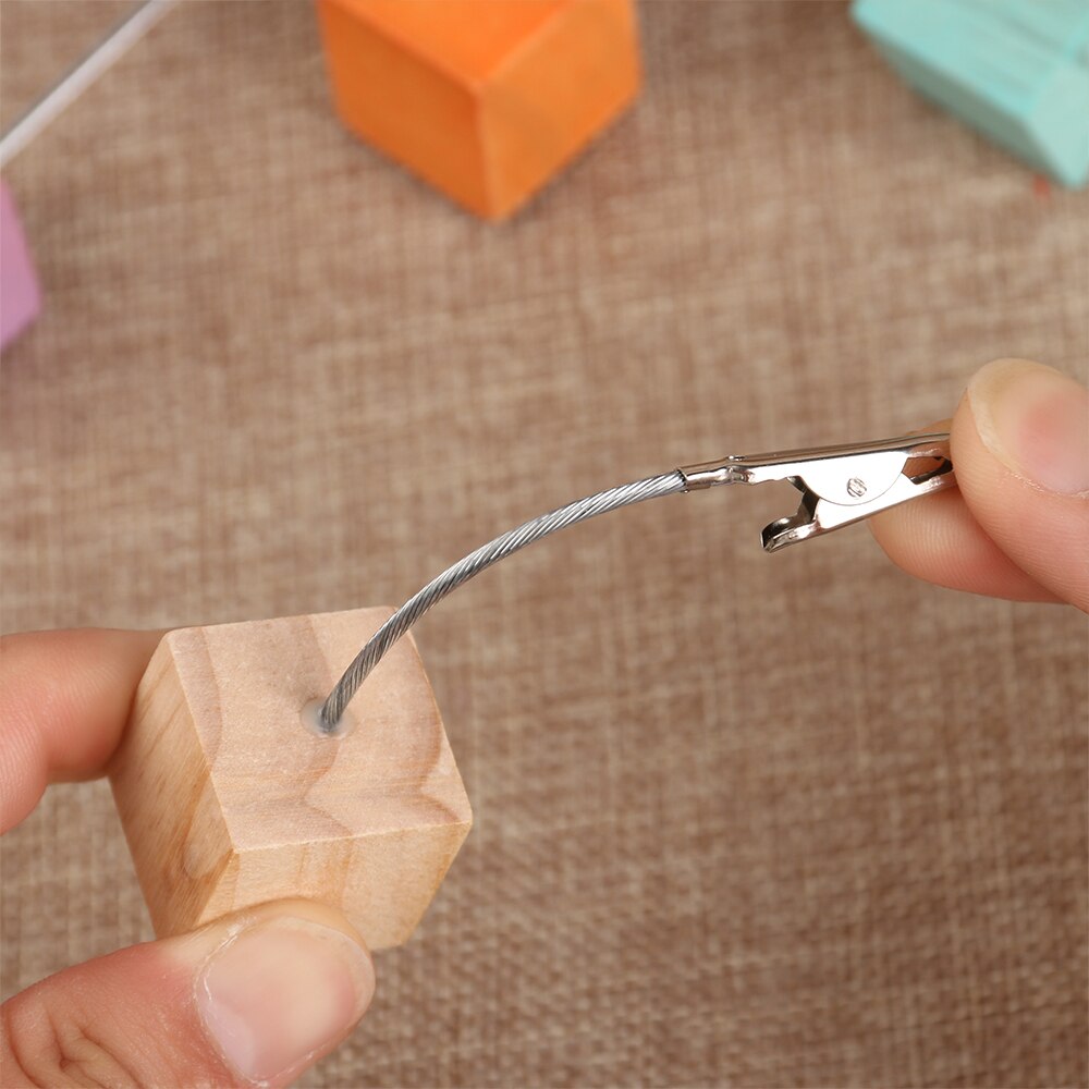1PC Color log Square Message Clip Wrought Iron Note Holder Desktop Ornaments Postcard Clamp Wooden Clamps Stand Photo Card Clips