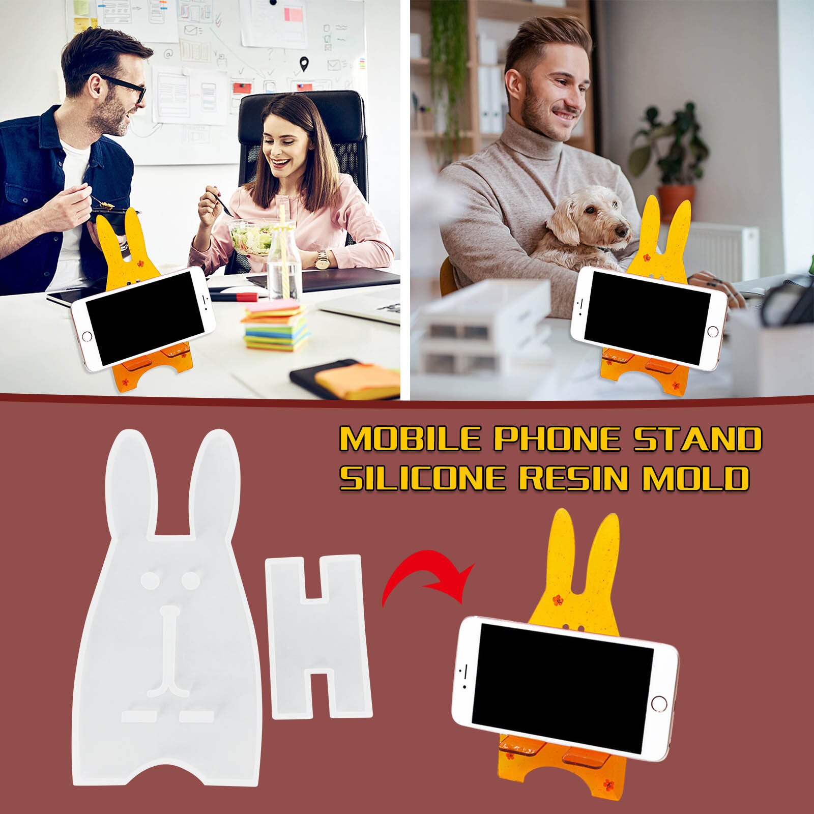 Transparent Silicone Molds for Epoxy Resin Handmade Mobile Phone Holder Stand Crystal Epoxy Resin Mould Craft DIY Phone Bracket