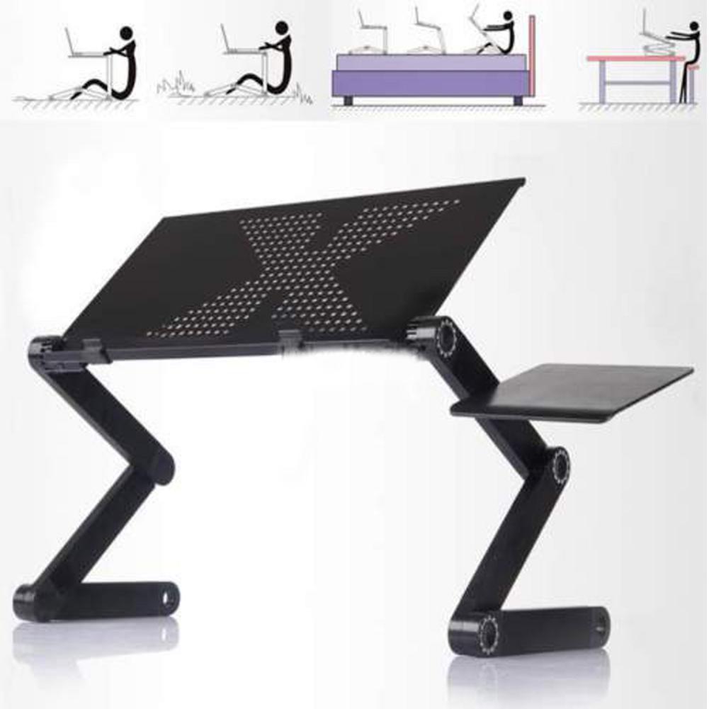 48*26cm Aluminum Laptop Table Ergonomic Adjustable Computer Desk Portable TV Bed Lapdesk Tray PC Table Stand with Mouse Pad