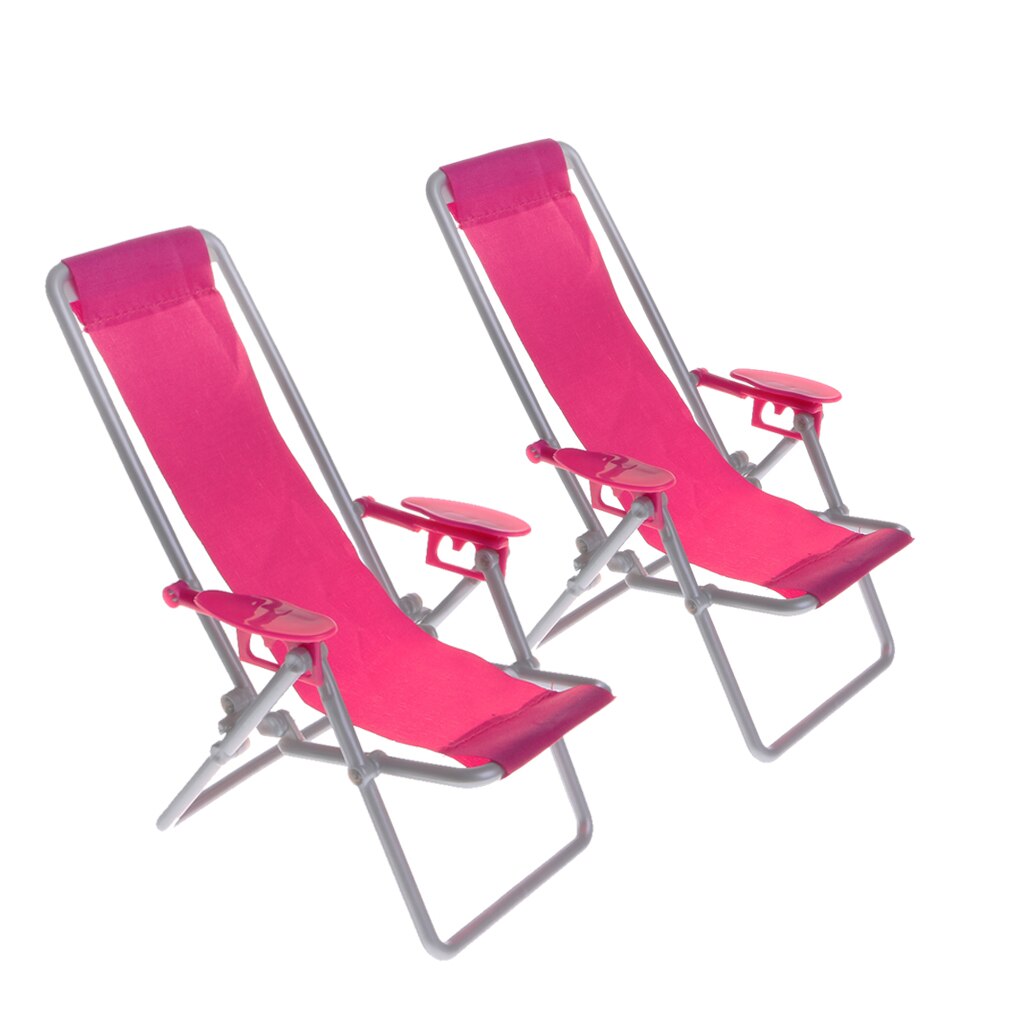 2 Set di sedie a sdraio in plastica 1/6 per accessori in miniatura per case delle bambole