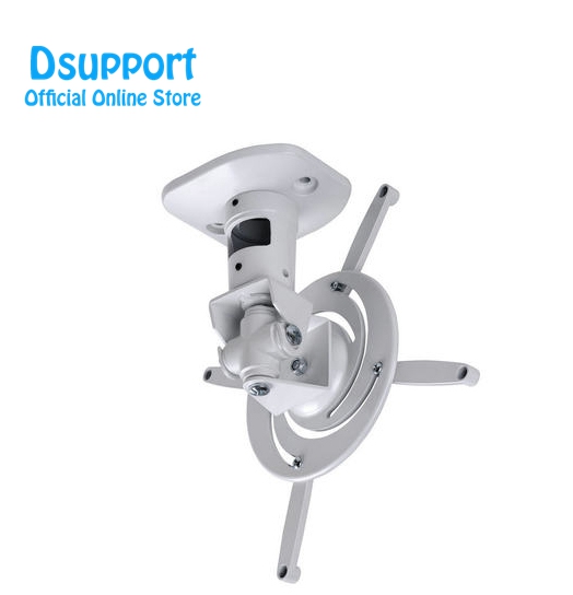 PR01 Aluminum Alloy 360 Degree Universal Projector Mount Bracket Ceiling Wall Hanger Black White: White