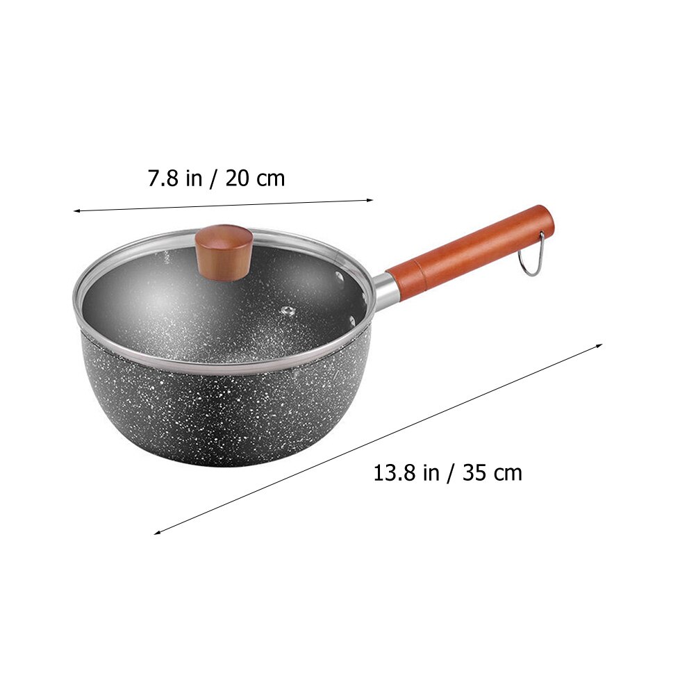 1 Set of Home Small Pot Wooden Handle Instant Soup Noodle Pot with Lid