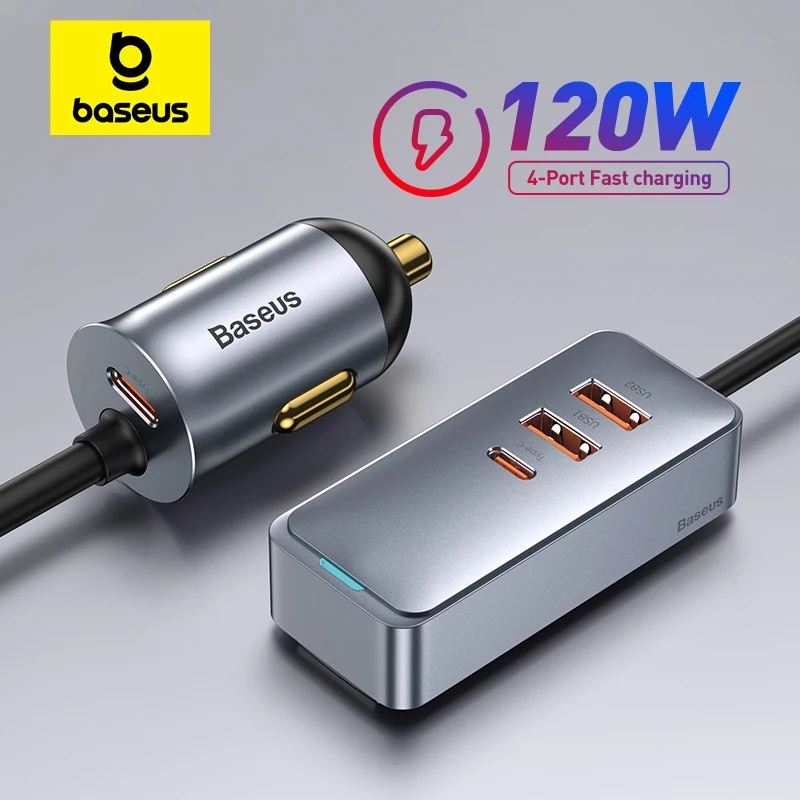 Baseus 120W PD Autolader Snellader QC 3.0 PD 3.0 Voor iPhone 16 15 14 Samsung Type-C USB-oplader Draagbare USB-telefoonoplader