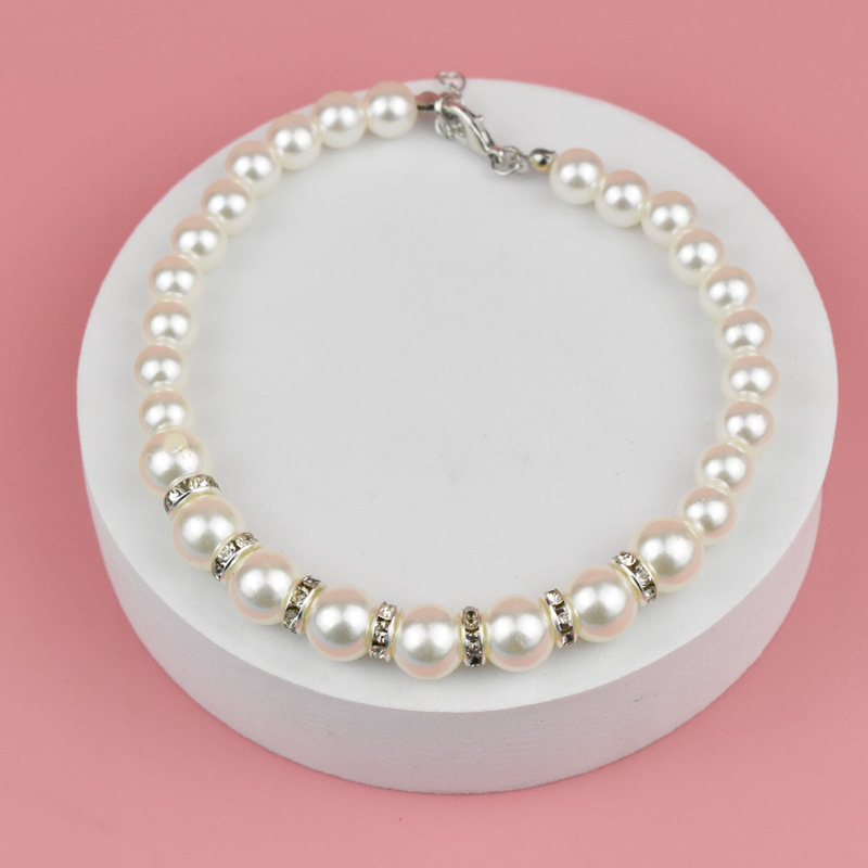 Collier de Perles Scintillantes pour Petits Chiens et Chats, Bijoux en Strass, Accessoires Perforés pour Vêtements de Fille, Chihuahua SARL: Argent