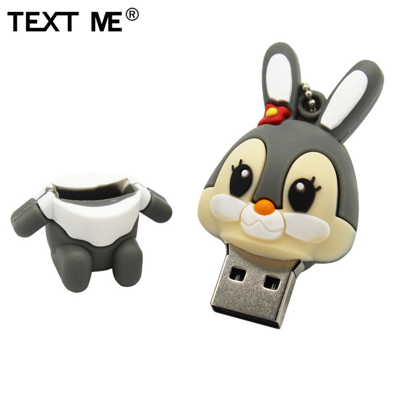 TEXT ME 64GB usb flash drive usb 2.0 4GB 8GB 16GB 32GB pendrive cute gray pink model rabbit